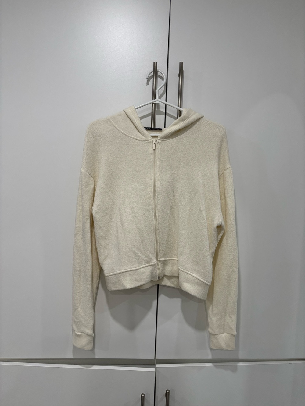 Cream Knit Zip Hoodie